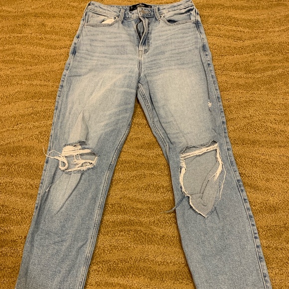 Hollister Womens Jeans 7R 28x27 Blue Ultra High Rise Vintage Straight Distressed - Picture 2 of 11